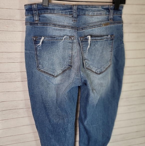 KANCAN BUTTON FRONT JEANS W SHARK BITE ANKLES, SZ 9 - Picture 5 of 12